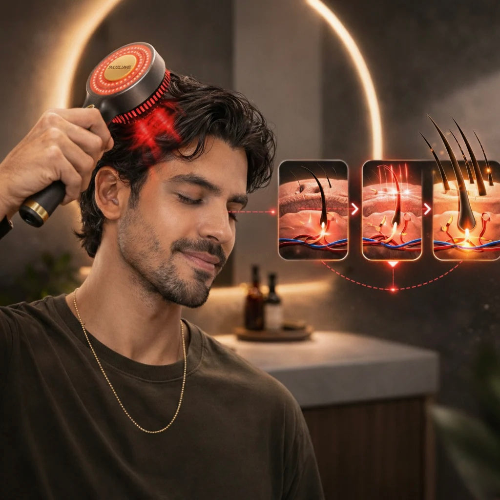 Escova LED Luz Vermelha 650nm para Couro Cabeludo RaizLume Pro